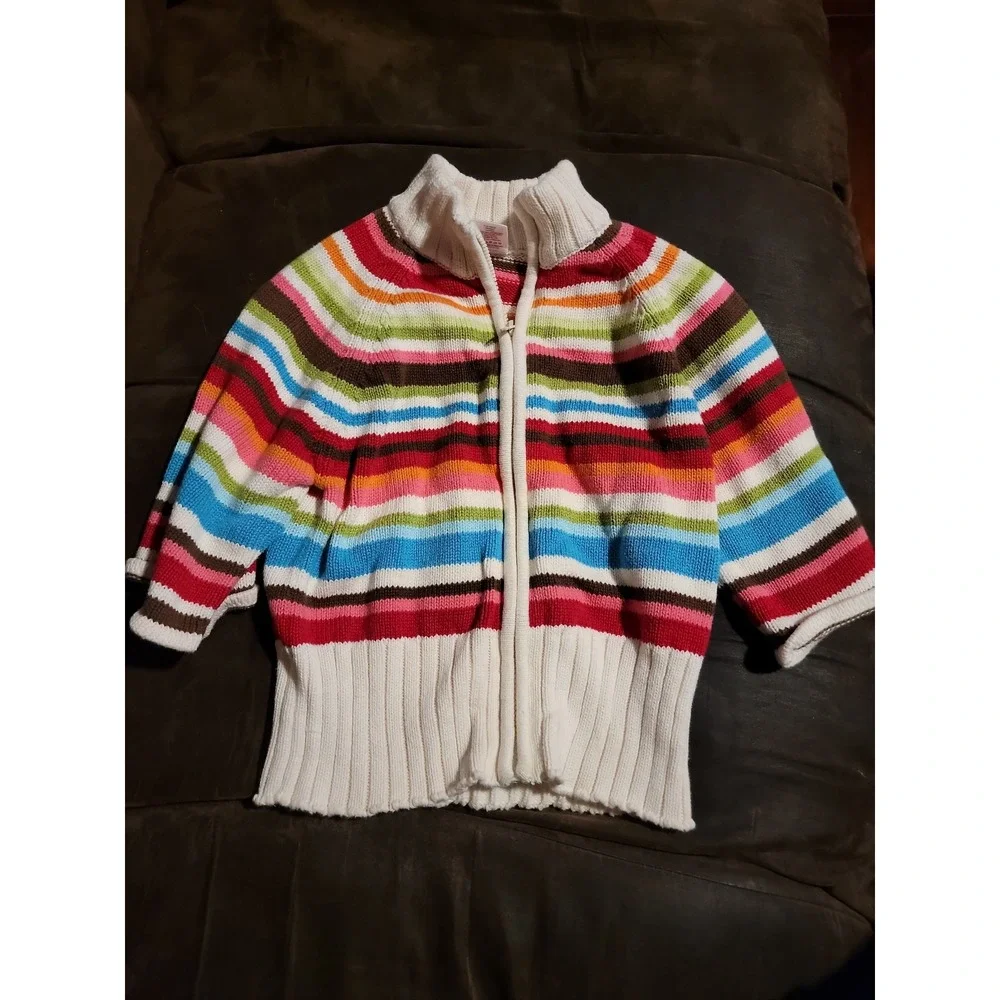 Gymboree winter cheer zip up striped sweater size‎ small 5 6